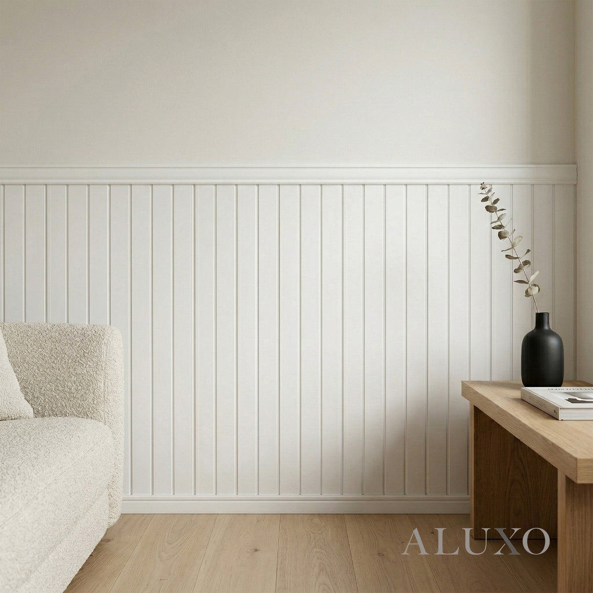 Wainscoting Wall Panel Kit - Slat White (196cm x 101cm) | Modern Half Wall Panelling