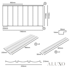 Pre-Cut Wainscoting Wall Panel Kit - Wave White (196cm x 100cm) | Ready-to-Install Scalloped Half-Wall