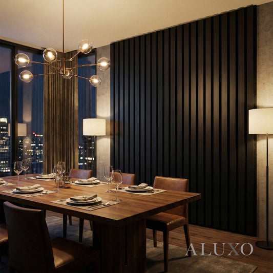 Panelux™ Pro Wide Black Coloured Wall Panel | 3-Sided Wrap Design 240cm x 30cm (Set of 2)