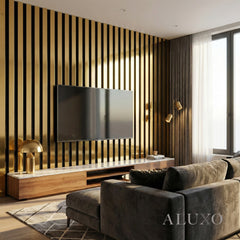 Panelux™ Pro Wide Gold Coloured Wall Panel | 3-Sided Wrap Design 240cm x 30cm (Set of 2)