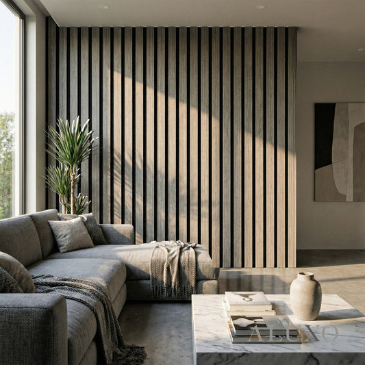 Panelux™ Pro Wide 3-Sided Wood Veneer Grey Oak Wall Panels - 240cm x 30cm (Set Of 2)