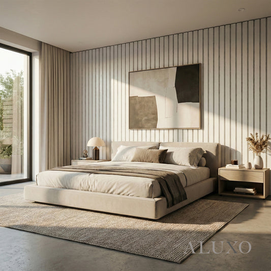 Panelux™ Pro Wide White Coloured Wall Panel | White Felt Backing 240cm x 30cm (Set of 2)