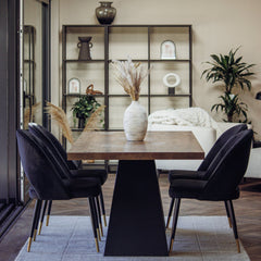 Akira 180cm Solid Pine Wood Dining Table with Matte Black Legs