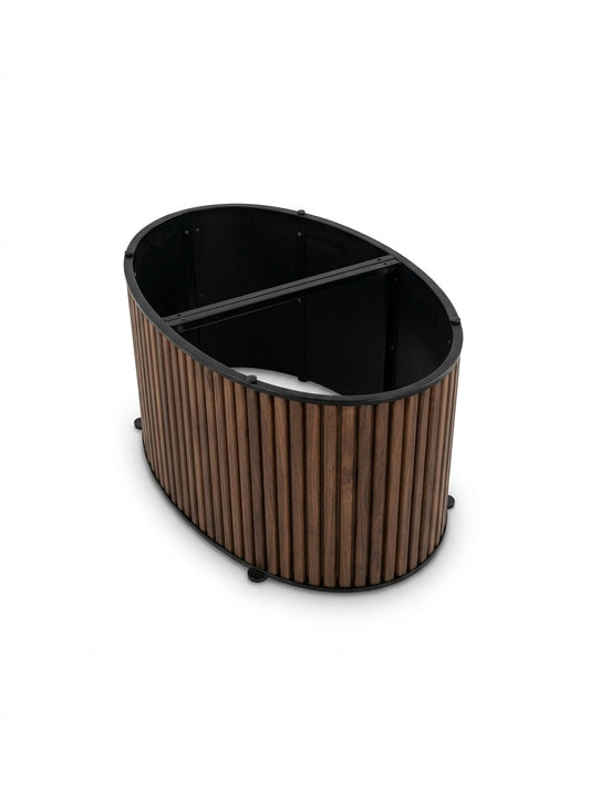 Rowen 130cm Oval Walnut Coffee Table with Ribbed Pedestal Base