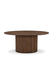 Rowen 180cm Oval Walnut Dining Table with Ribbed Pedestal Base
