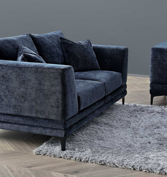 ALUXO® Lenox 3 & 2 Seater Sofa – Aegean Blue Velvet | Mid-Century Modern Comfort