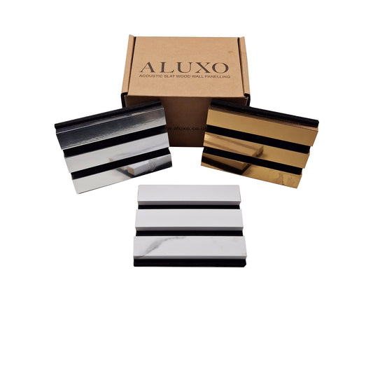 ALUXO® Acoustic Slatted Wall Panels - Sample Box - 8 Colour Swatches