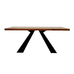Akira 180cm Solid Pine Wood Dining Table with Matte Black Legs