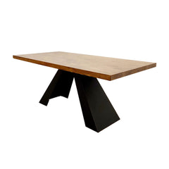 Akira 180cm Solid Pine Wood Dining Table with Matte Black Legs